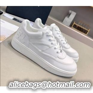 Cute Chanel Sneakers in Patchwork Calfskin 012602 All White 2021