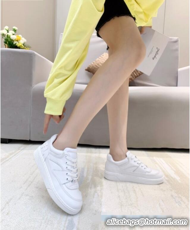 Cute Chanel Sneakers in Patchwork Calfskin 012602 All White 2021