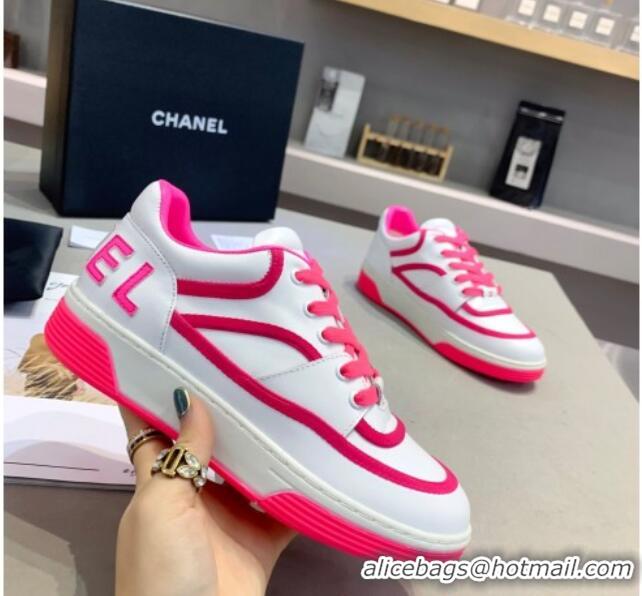 New Style Chanel Sneakers in Patchwork Calfskin 012602 White/Pink 2021