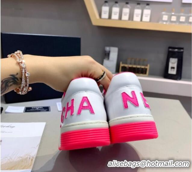 New Style Chanel Sneakers in Patchwork Calfskin 012602 White/Pink 2021