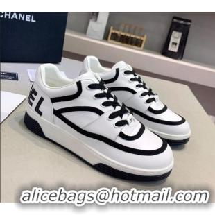 Low Price Chanel Sneakers in Patchwork Calfskin 012602 White/Black 2021