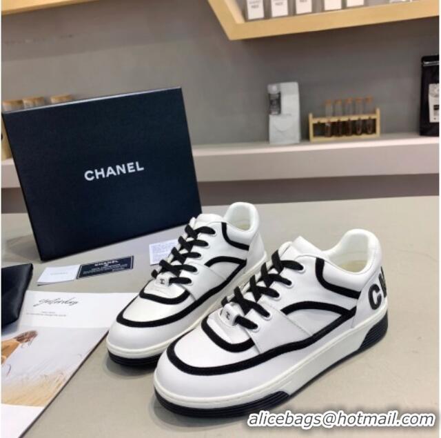 Low Price Chanel Sneakers in Patchwork Calfskin 012602 White/Black 2021