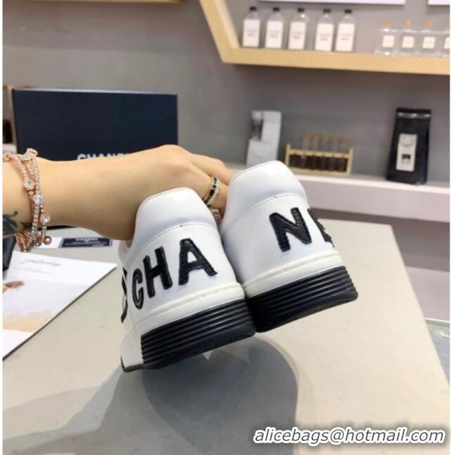 Low Price Chanel Sneakers in Patchwork Calfskin 012602 White/Black 2021