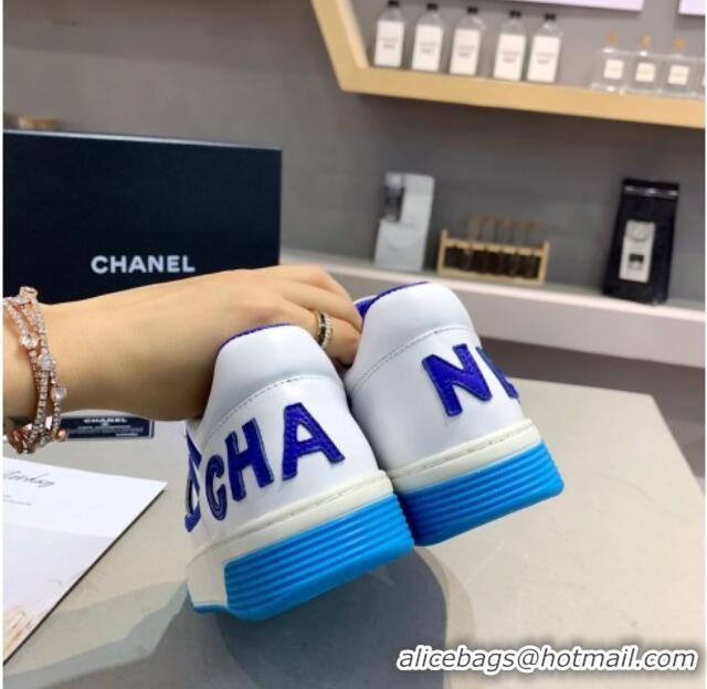 New Design Chanel Sneakers in Patchwork Calfskin 012602 White/Blue 2021