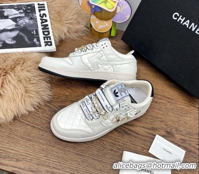 Best Product Chanel Quilted Leather Sneakers with LUCKY Charm 012701 White 2021