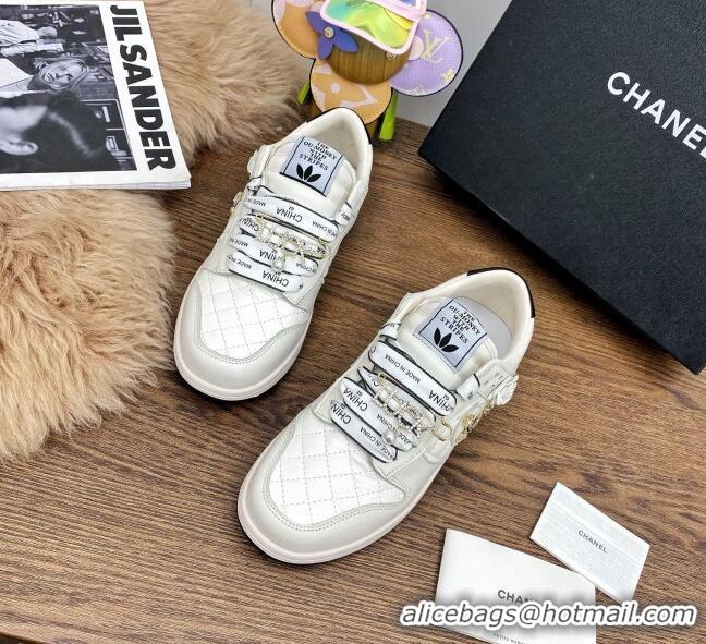 Best Product Chanel Quilted Leather Sneakers with LUCKY Charm 012701 White 2021