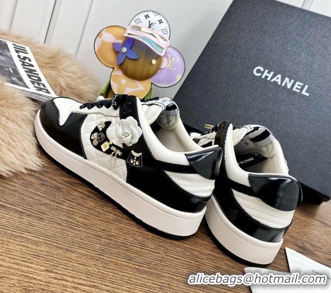 Best Grade Chanel Quilted Leather Sneakers with LUCKY Charm 012701 Black 2021