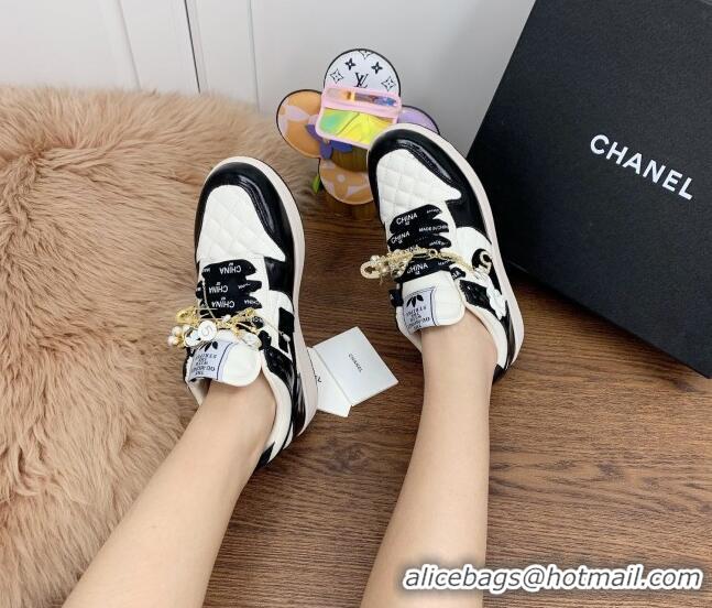 Unique Style Chanel Quilted Leather Sneakers with Tassel Charm 012704 Black 2021