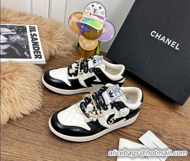 Unique Style Chanel Quilted Leather Sneakers with Tassel Charm 012704 Black 2021