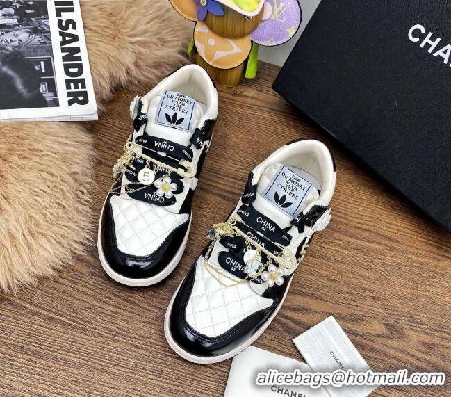 Unique Style Chanel Quilted Leather Sneakers with Tassel Charm 012704 Black 2021