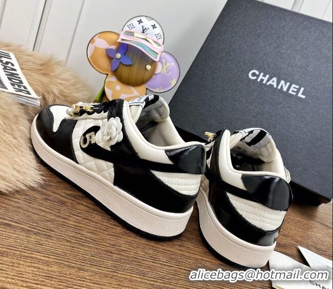 Unique Style Chanel Quilted Leather Sneakers with Tassel Charm 012704 Black 2021