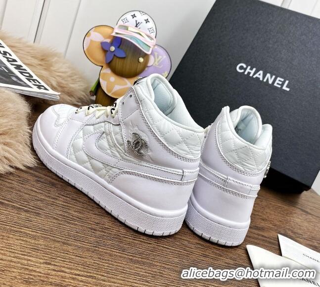 Feminine Chanel x Air Jordan AJ Leather Sneakers with Silk Laces 012705 White 2021