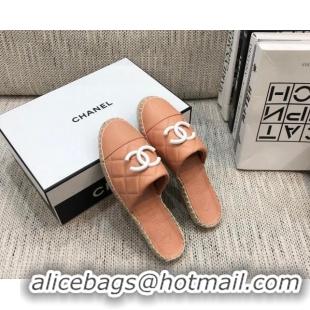 Luxurious Chanel Quilted Lambskin Flat Espadrilles 022439 Light Pink 2021