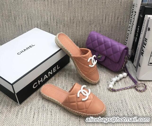 Luxurious Chanel Quilted Lambskin Flat Espadrilles 022439 Light Pink 2021