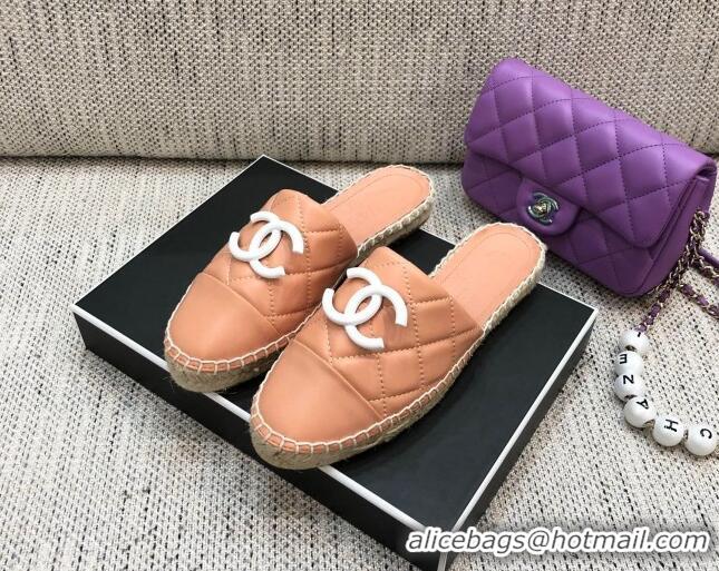 Luxurious Chanel Quilted Lambskin Flat Espadrilles 022439 Light Pink 2021