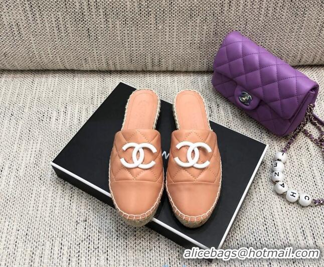 Luxurious Chanel Quilted Lambskin Flat Espadrilles 022439 Light Pink 2021