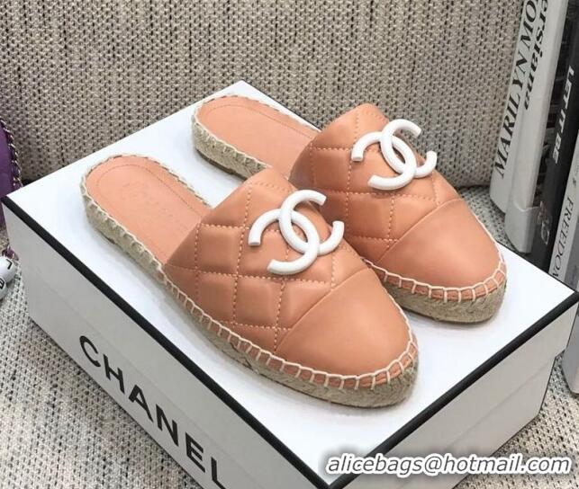 Luxurious Chanel Quilted Lambskin Flat Espadrilles 022439 Light Pink 2021