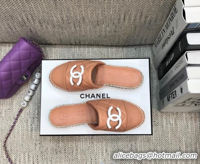 Luxurious Chanel Quilted Lambskin Flat Espadrilles 022439 Light Pink 2021