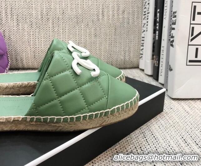 Well Crafted Chanel Quilted Lambskin Flat Espadrilles 022439 Green 2021