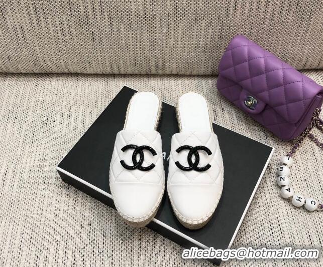 Discount Chanel Quilted Lambskin Flat Espadrilles 022439 White 2021