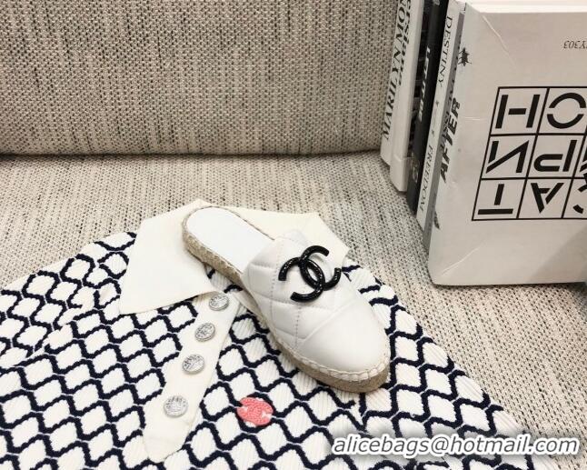 Discount Chanel Quilted Lambskin Flat Espadrilles 022439 White 2021