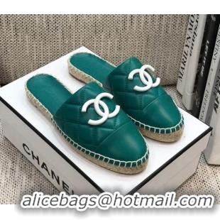 Pretty Style Chanel Quilted Lambskin Flat Espadrilles 022439 Blue 2021