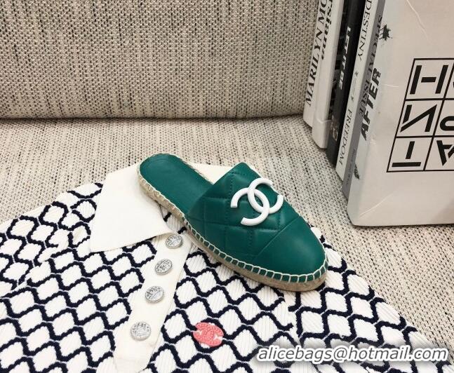 Pretty Style Chanel Quilted Lambskin Flat Espadrilles 022439 Blue 2021