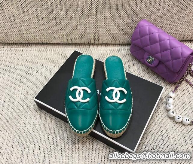 Pretty Style Chanel Quilted Lambskin Flat Espadrilles 022439 Blue 2021