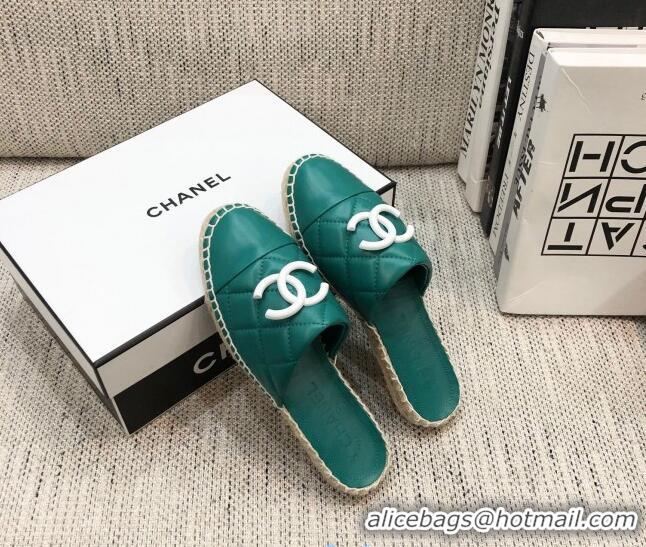 Pretty Style Chanel Quilted Lambskin Flat Espadrilles 022439 Blue 2021