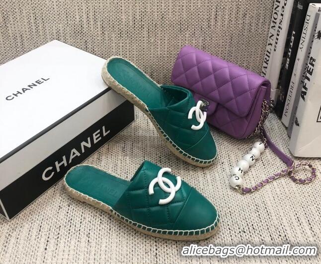 Pretty Style Chanel Quilted Lambskin Flat Espadrilles 022439 Blue 2021