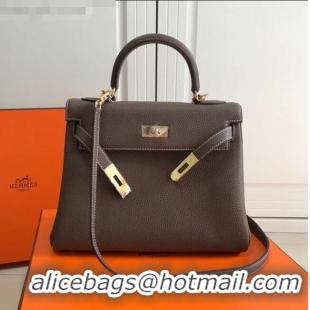 Top Grade Hermes Kelly 28cm Top Handle Bag in Epsom Leather H028 Etoupe Gold 2020