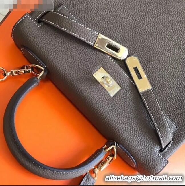 Top Grade Hermes Kelly 28cm Top Handle Bag in Epsom Leather H028 Etoupe Gold 2020