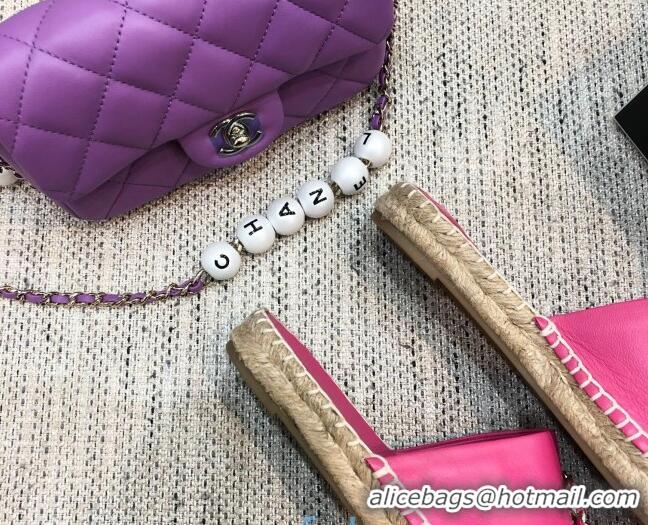 Good Quality Chanel Chain CC Lambskin Espadrilles Mules 022456 Pink 2021