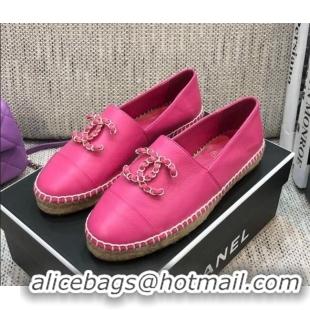 Top Quality Chanel Chain CC Lambskin Flat Espadrilles 022461 Pink 2021