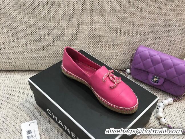 Top Quality Chanel Chain CC Lambskin Flat Espadrilles 022461 Pink 2021