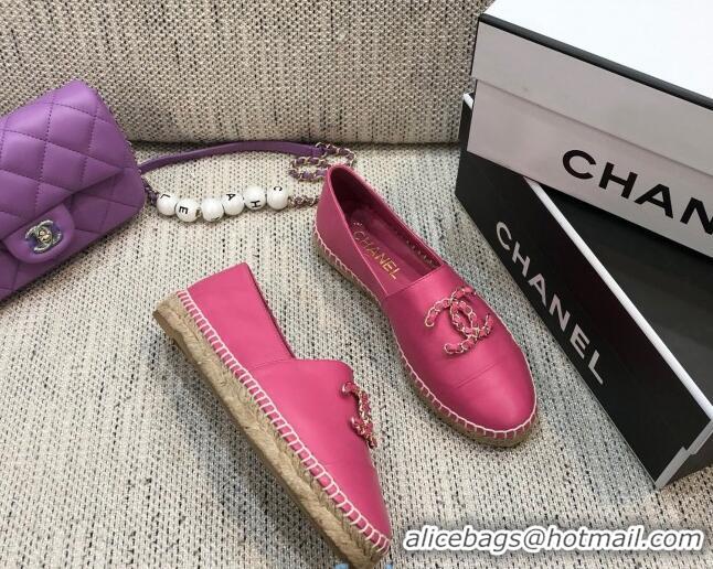 Top Quality Chanel Chain CC Lambskin Flat Espadrilles 022461 Pink 2021