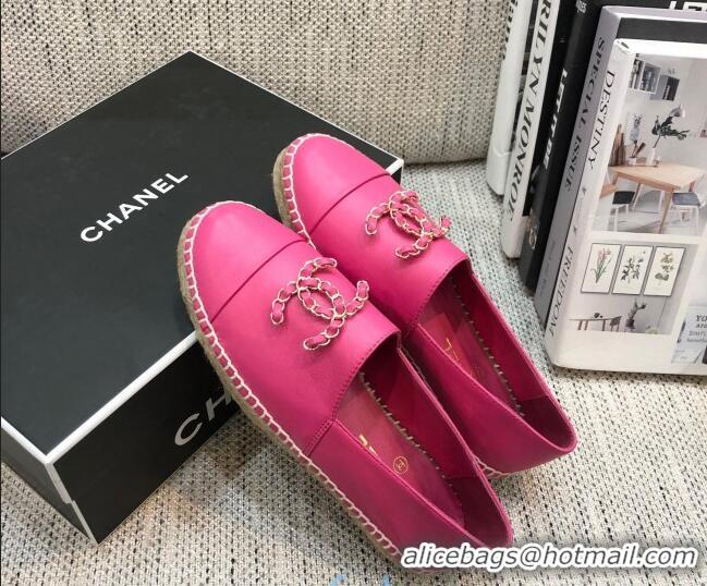 Top Quality Chanel Chain CC Lambskin Flat Espadrilles 022461 Pink 2021