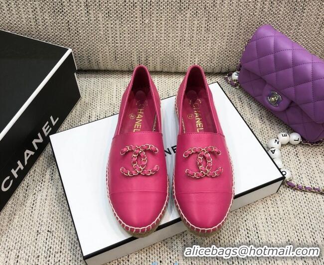 Top Quality Chanel Chain CC Lambskin Flat Espadrilles 022461 Pink 2021