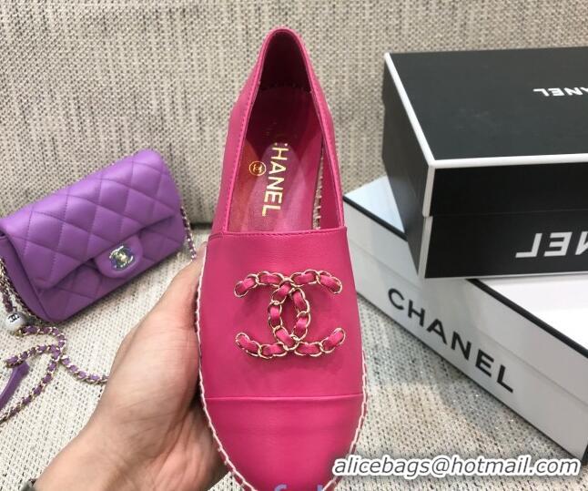 Top Quality Chanel Chain CC Lambskin Flat Espadrilles 022461 Pink 2021