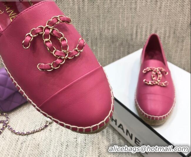 Top Quality Chanel Chain CC Lambskin Flat Espadrilles 022461 Pink 2021