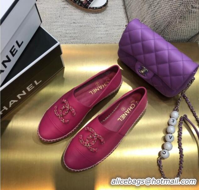 Top Quality Chanel Chain CC Lambskin Flat Espadrilles 022461 Pink 2021