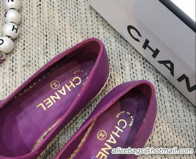 Most Popular Chanel Chain CC Lambskin Flat Espadrilles 022461 Purple 2021