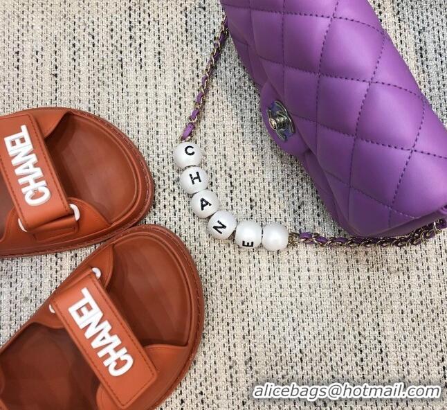 Grade Design Chanel Leather Strap Flat Sandals with White CHANEL Charm G35927 Brown 2021