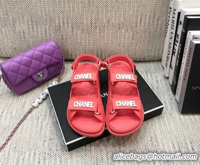 Low Price Chanel Leather Strap Flat Sandals with White CHANEL Charm G35927 Pink 2021