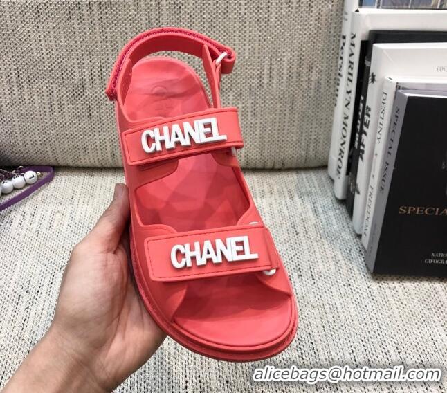 Low Price Chanel Leather Strap Flat Sandals with White CHANEL Charm G35927 Pink 2021