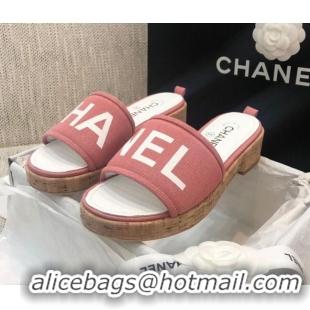 Best Product Chanel Denim Slide Sandals G34826 Pink 2021