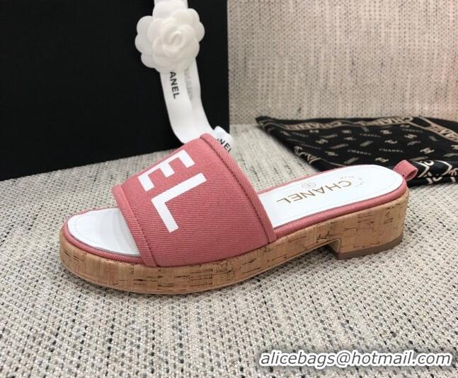 Best Product Chanel Denim Slide Sandals G34826 Pink 2021