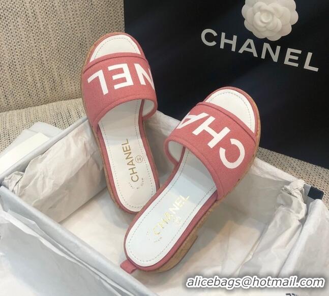 Best Product Chanel Denim Slide Sandals G34826 Pink 2021