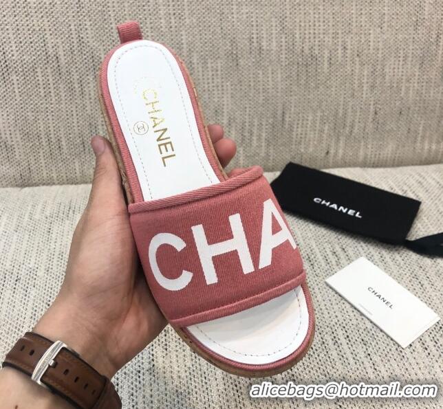 Best Product Chanel Denim Slide Sandals G34826 Pink 2021