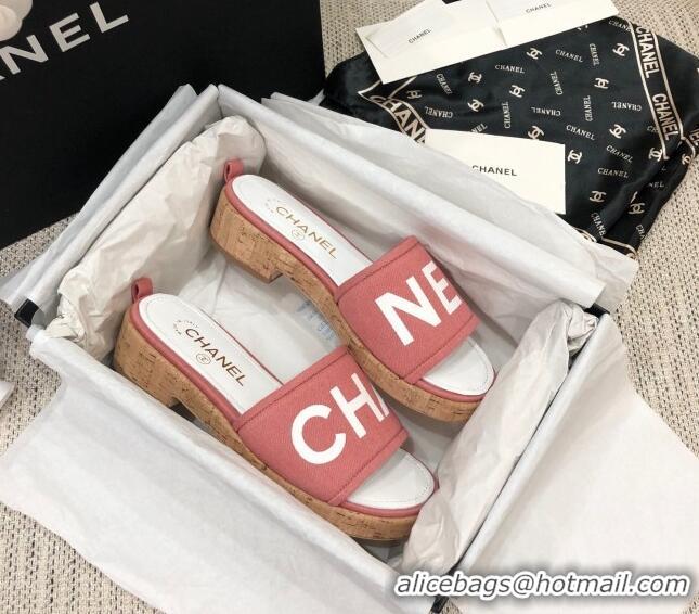 Best Product Chanel Denim Slide Sandals G34826 Pink 2021